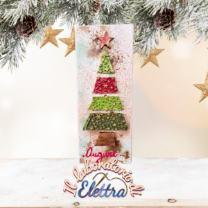 Il Laboratorio di Elettra - Latina Scalo - Tavoletta di Auguri con con albero di natale da 23 x 9 cm